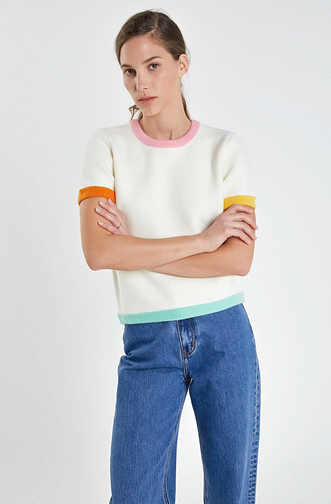 COLOR ME SPRING COLOR BLOCKED SWEATER