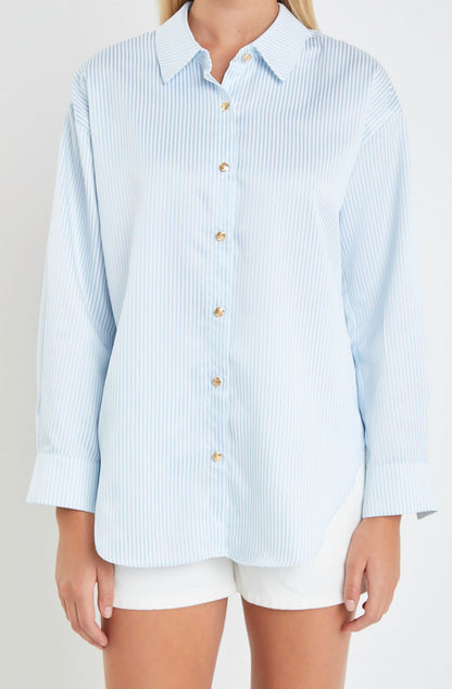 BY THE SEA STRIPED BUTTON UP