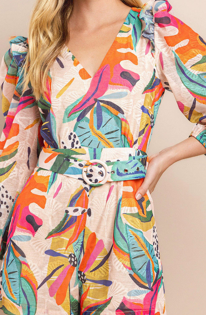 ON TROPIC TIME BELTED ROMPER