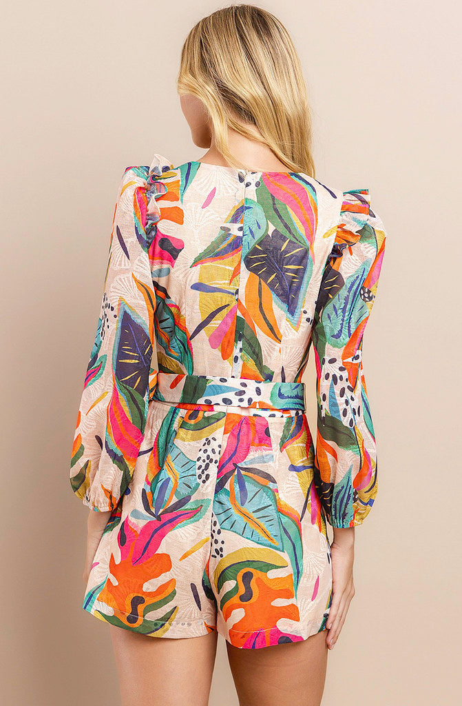 ON TROPIC TIME BELTED ROMPER