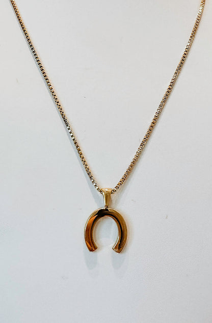 HORSESHOE RHINESTONED REVERSIBLE NECKLACE