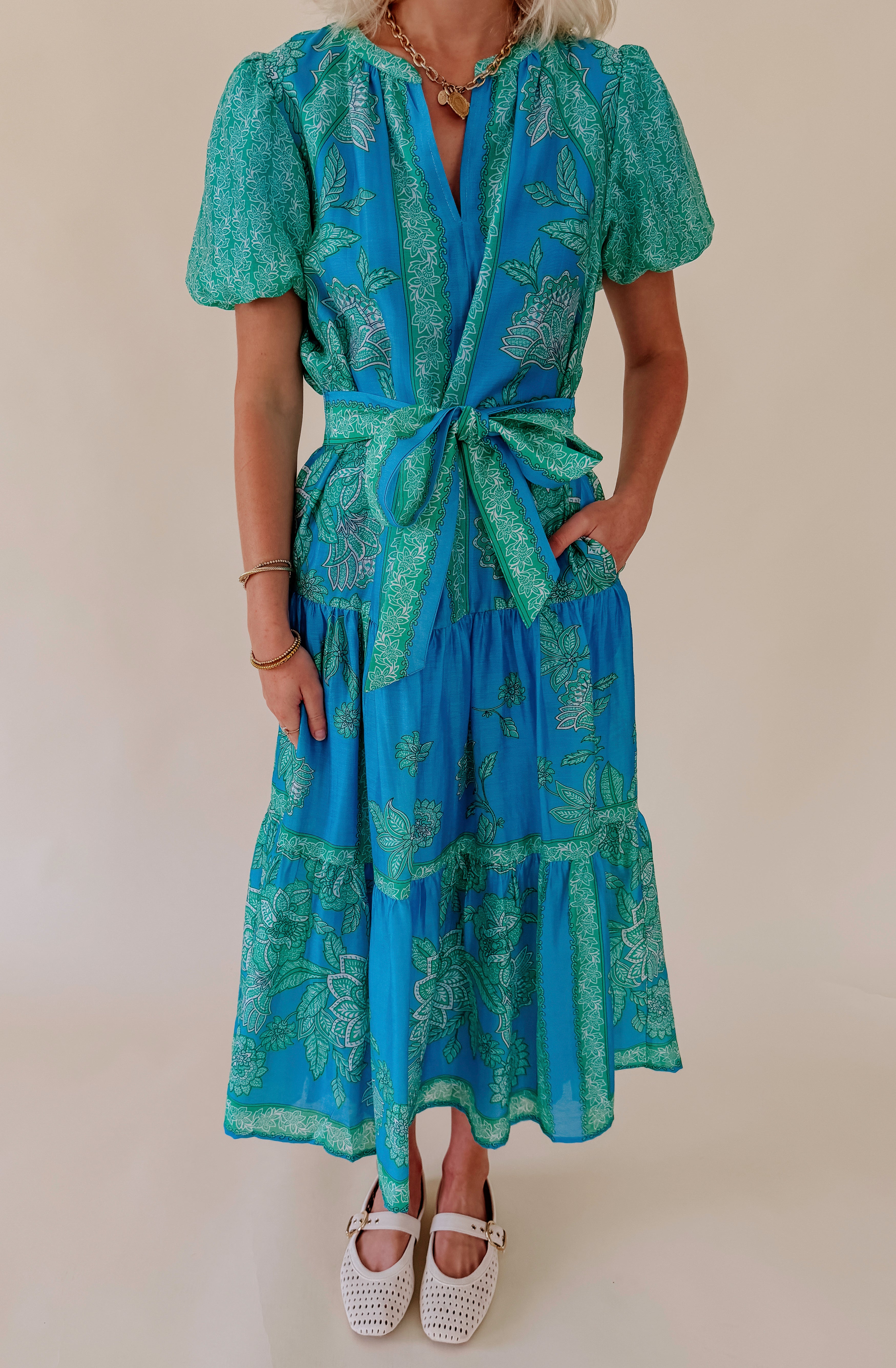 FLORALS FOR SUMMER BELTED MIDI DRESS