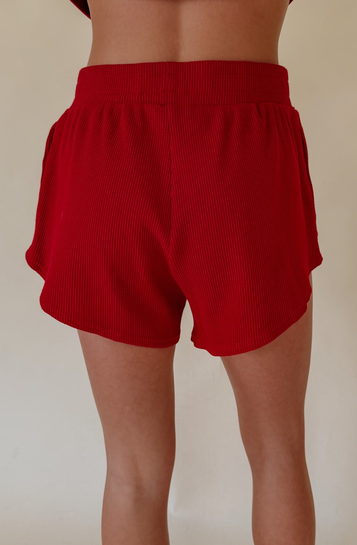 RED SIGNATURE EMBROIDERED LOUNGE SHORT
