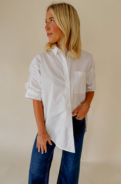 THE MIKAYLA LONG POPLIN BLEND BUTTON DOWN