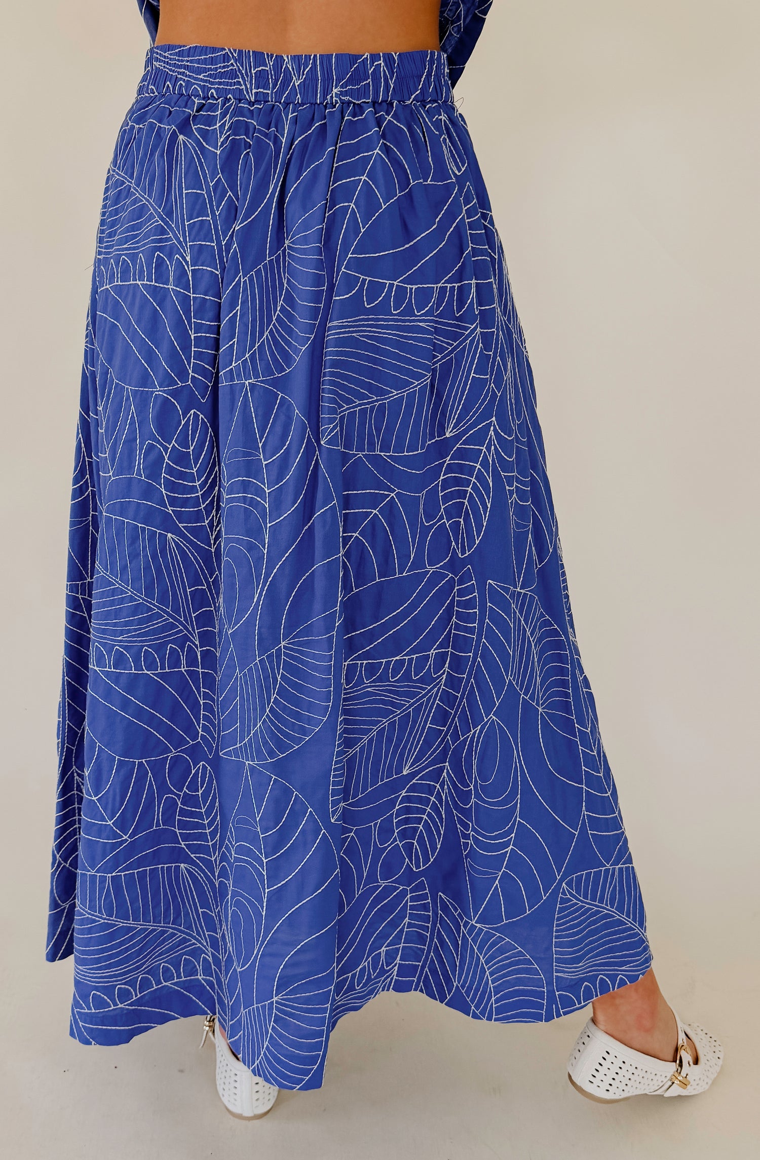 THE BALI EMBROIDERED MIDI SKIRT