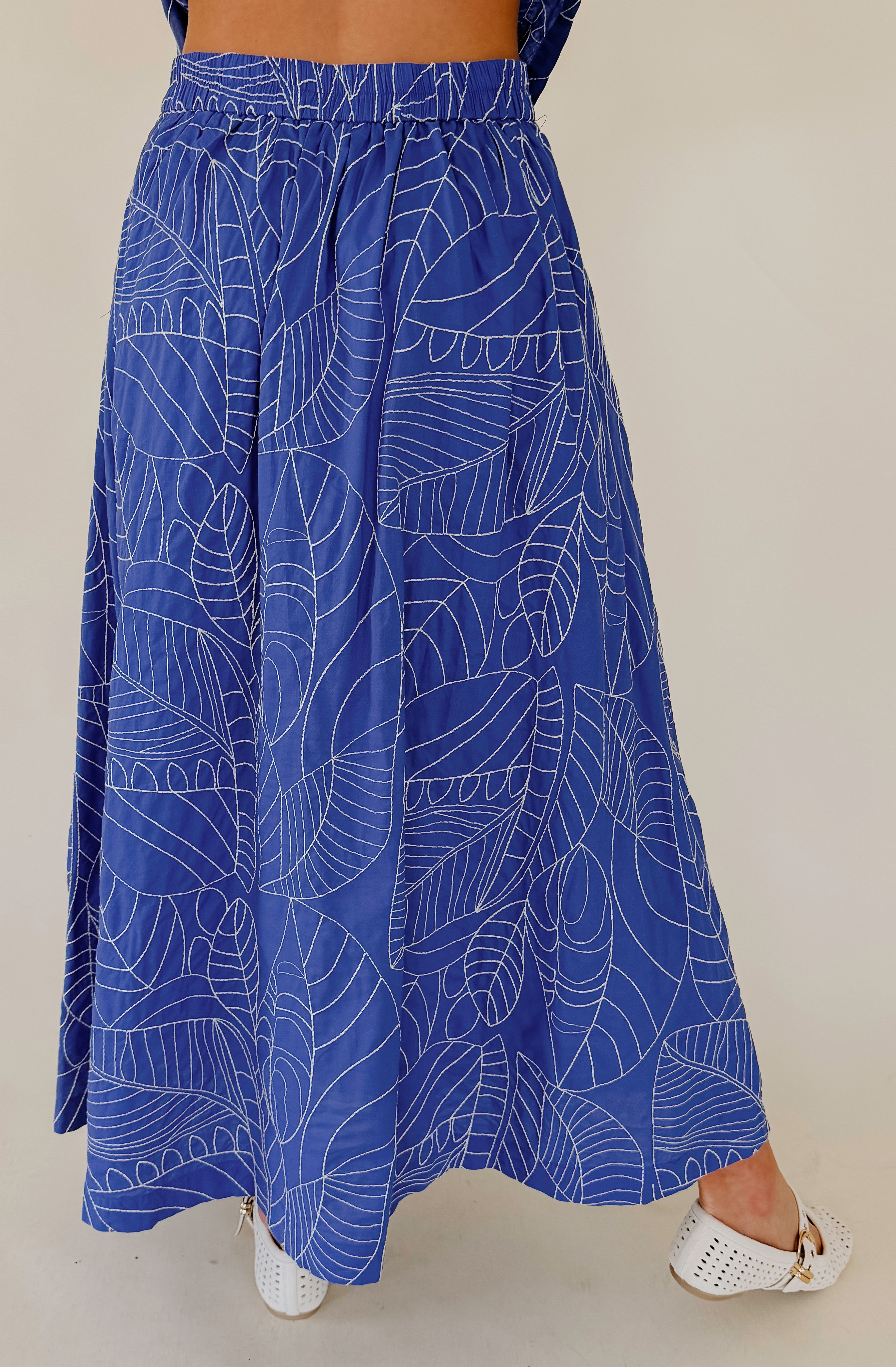 THE BALI EMBROIDERED MIDI SKIRT