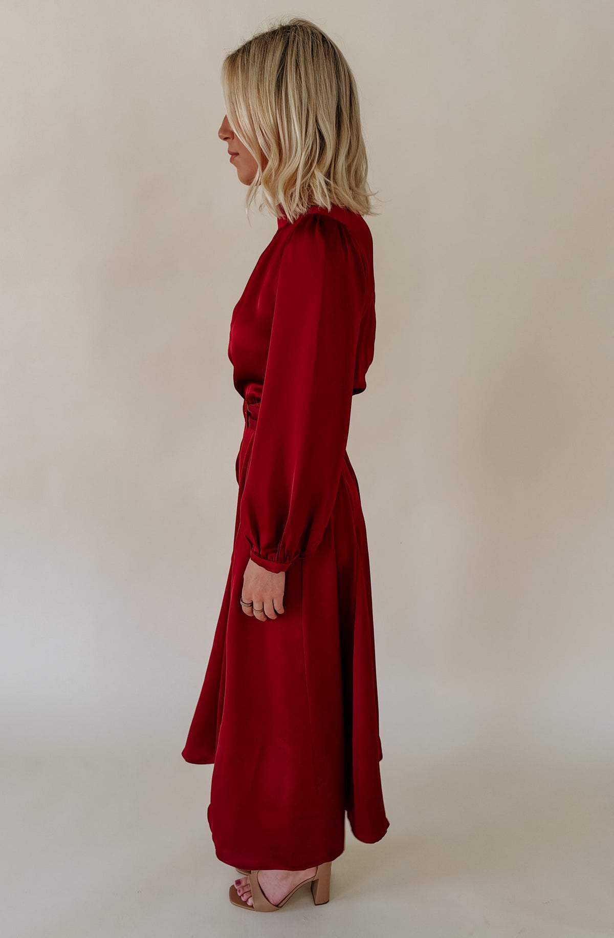 HOLIDAY PARTY BELTED MIDI DRESS