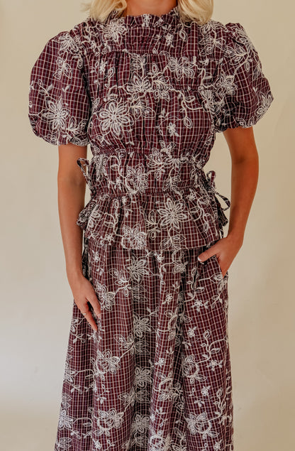 THROUGH THE GRAPEVINE EMBROIDERED CROPPED BLOUSE
