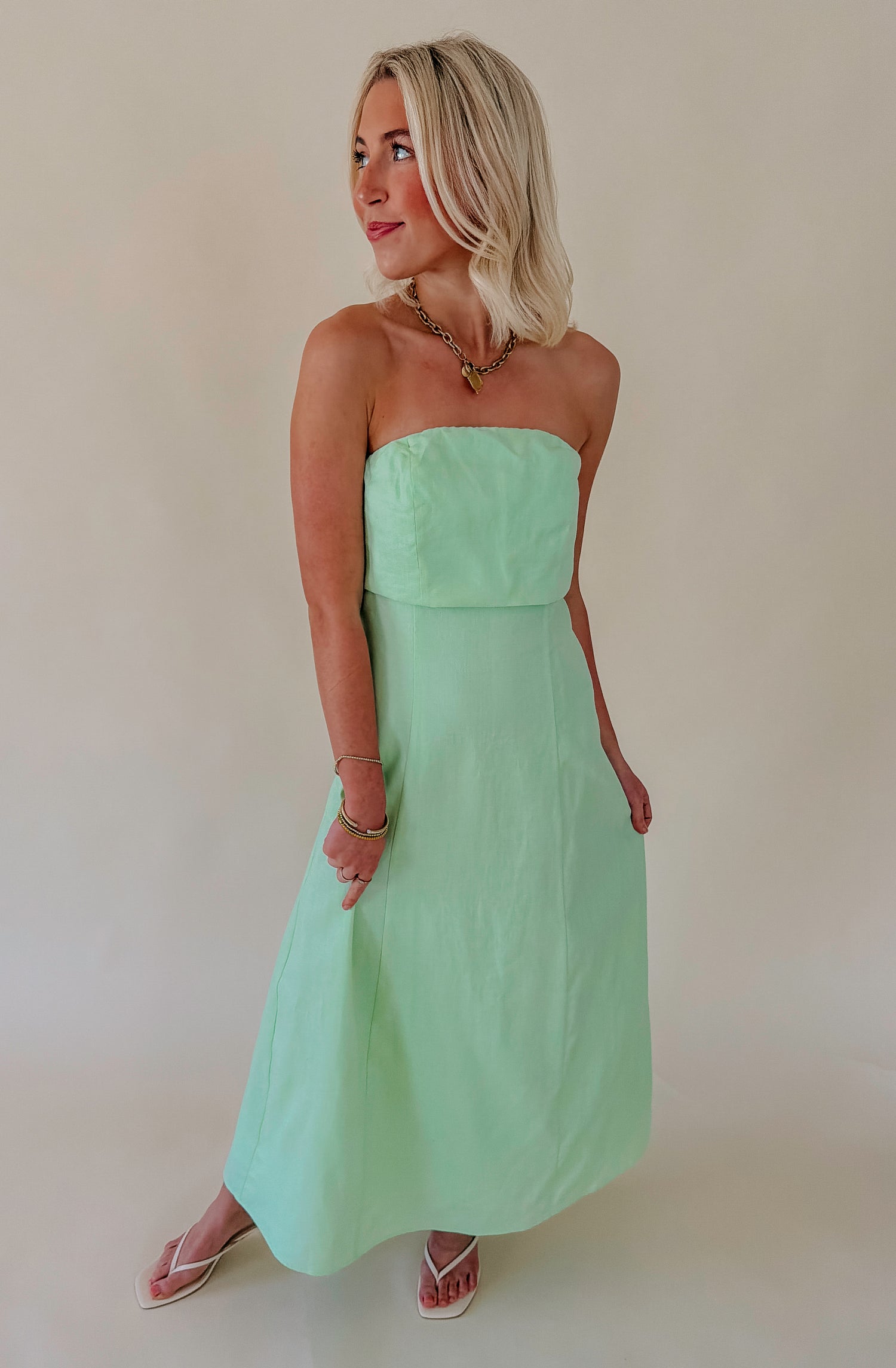 THE BLAKE STRAPLESS MIDI DRESS