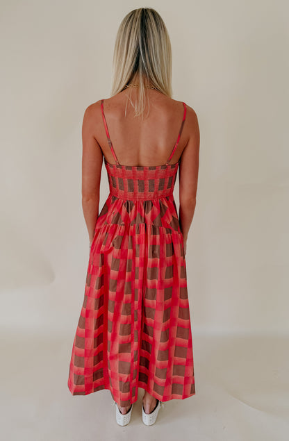 CORAL YA LATER MIDI DRESS