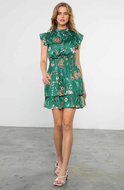 GREEN WITH ENVY FLORAL DRESS