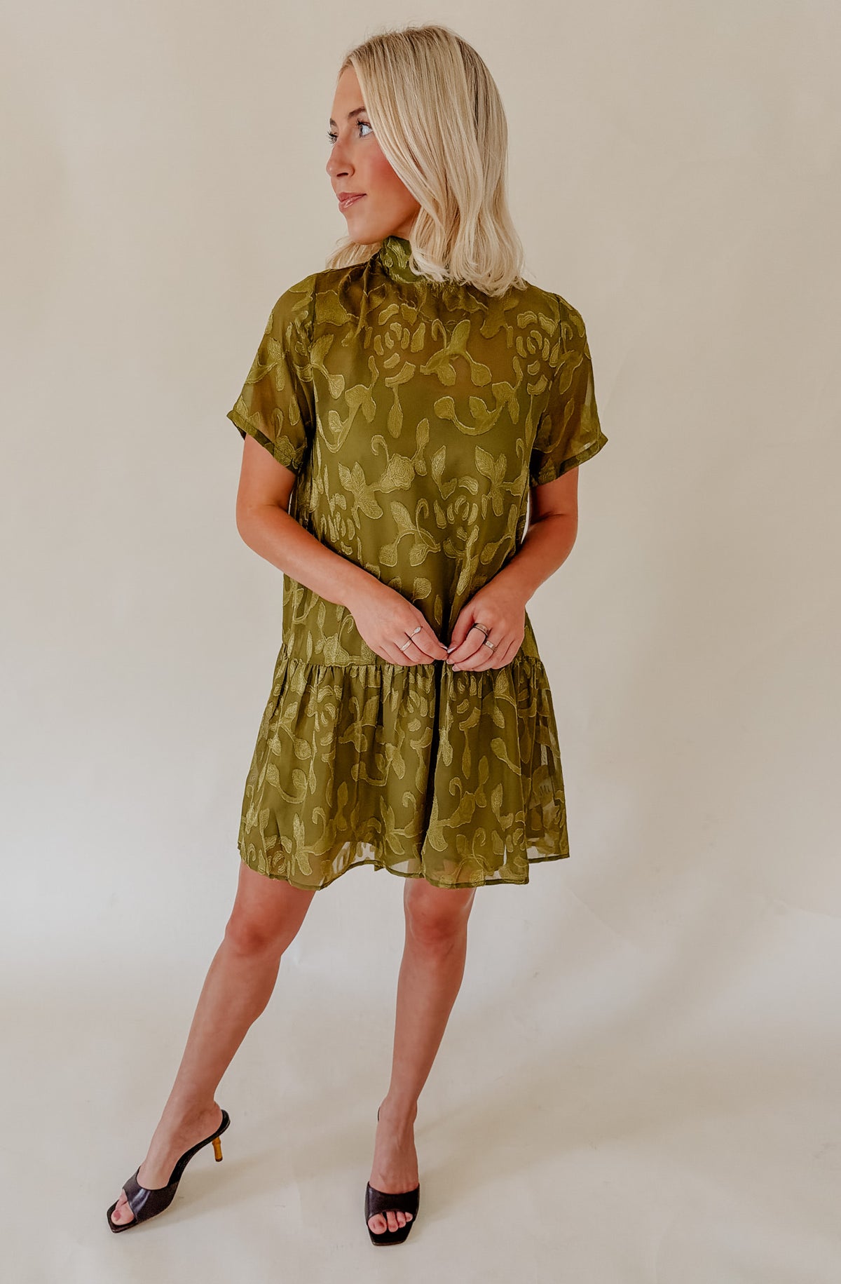 OLIVE BRANCH SHIFT MINI DRESS