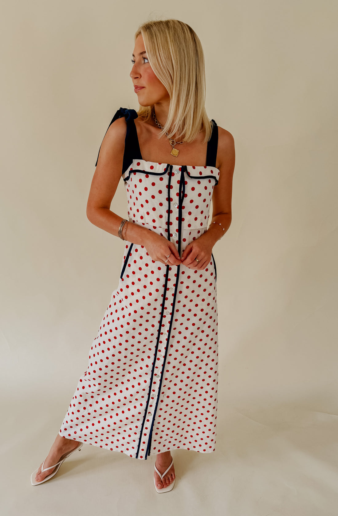 THE LILLIAN POLKA DOT MIDI DRESS