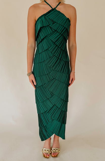 PLEATS AND THANK YOU HALTER DRESS