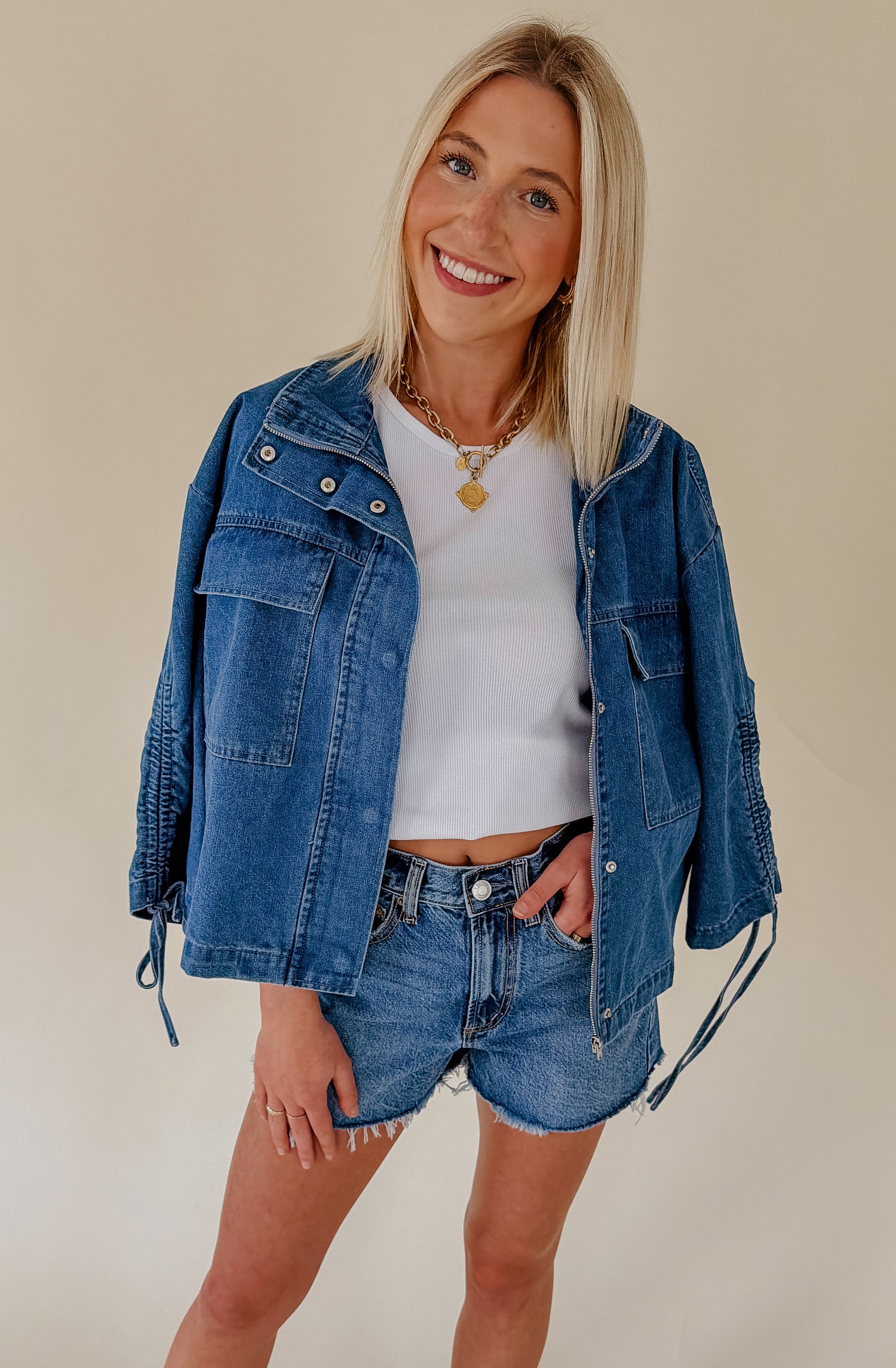 THROW &amp; GO RELAXED DENIM JACKET