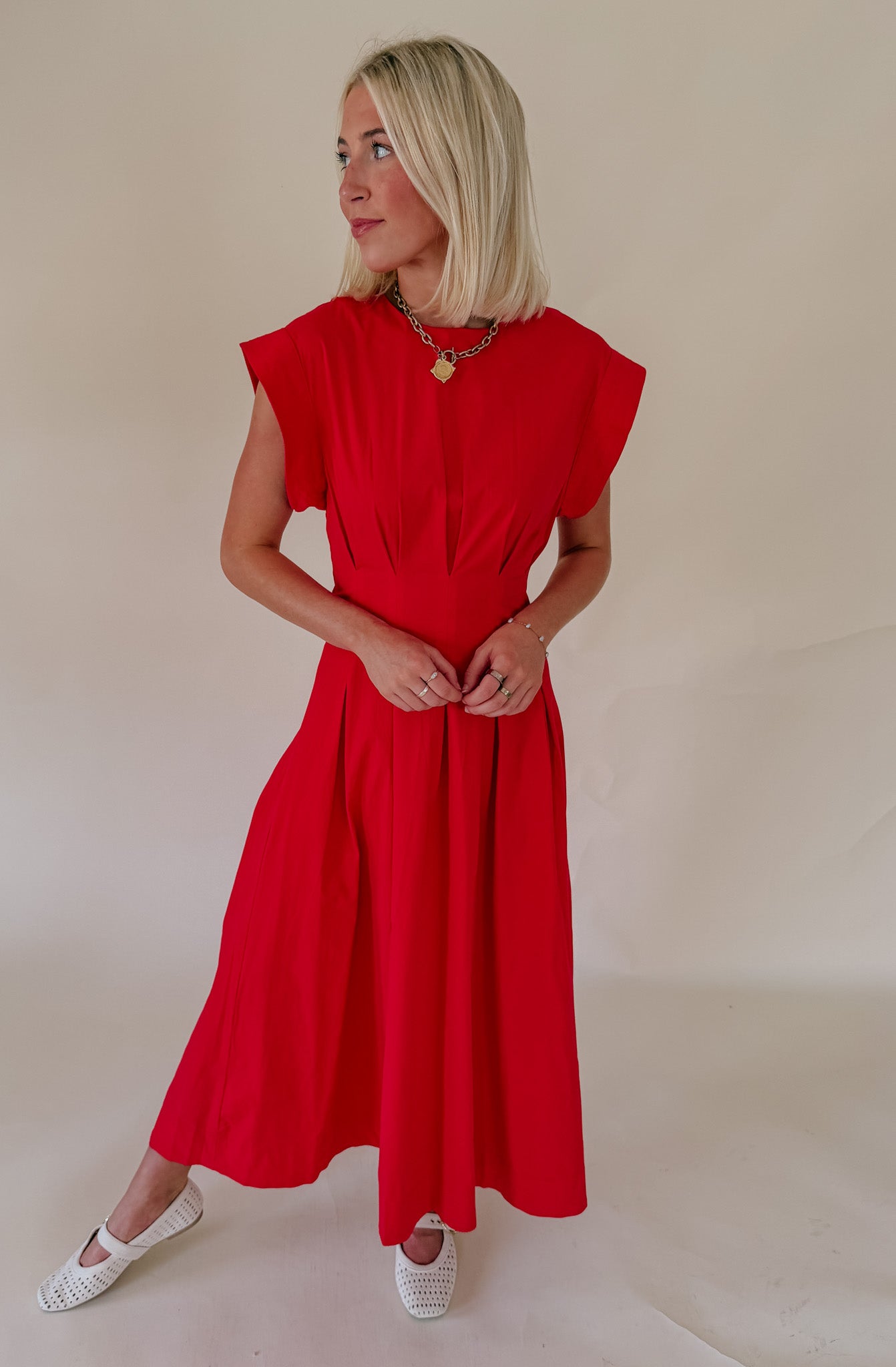 THE ONE OF A KIND POPLIN BLEND MIDI DRESS
