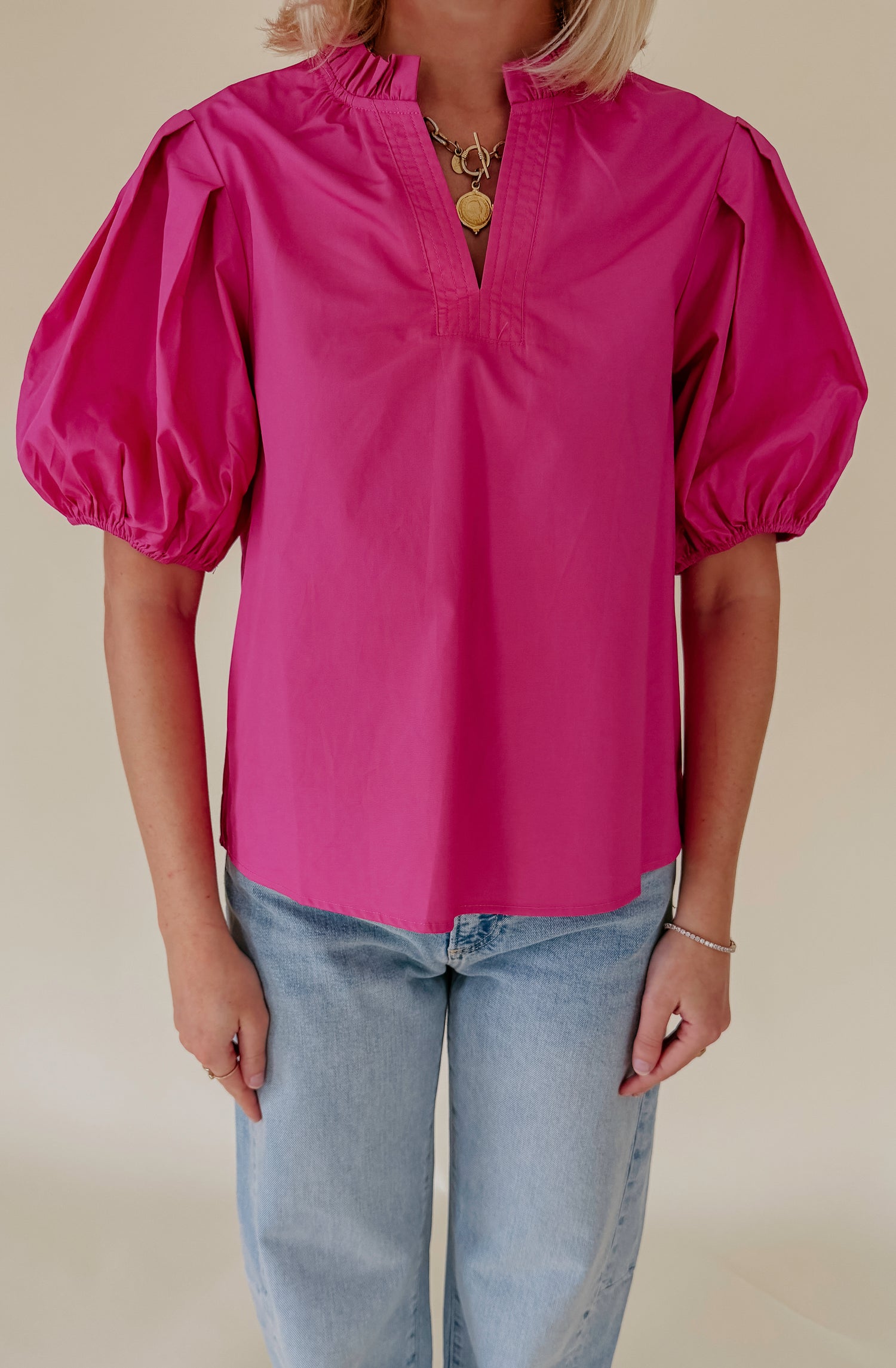THE LILLIAN POPLIN BLEND BLOUSE