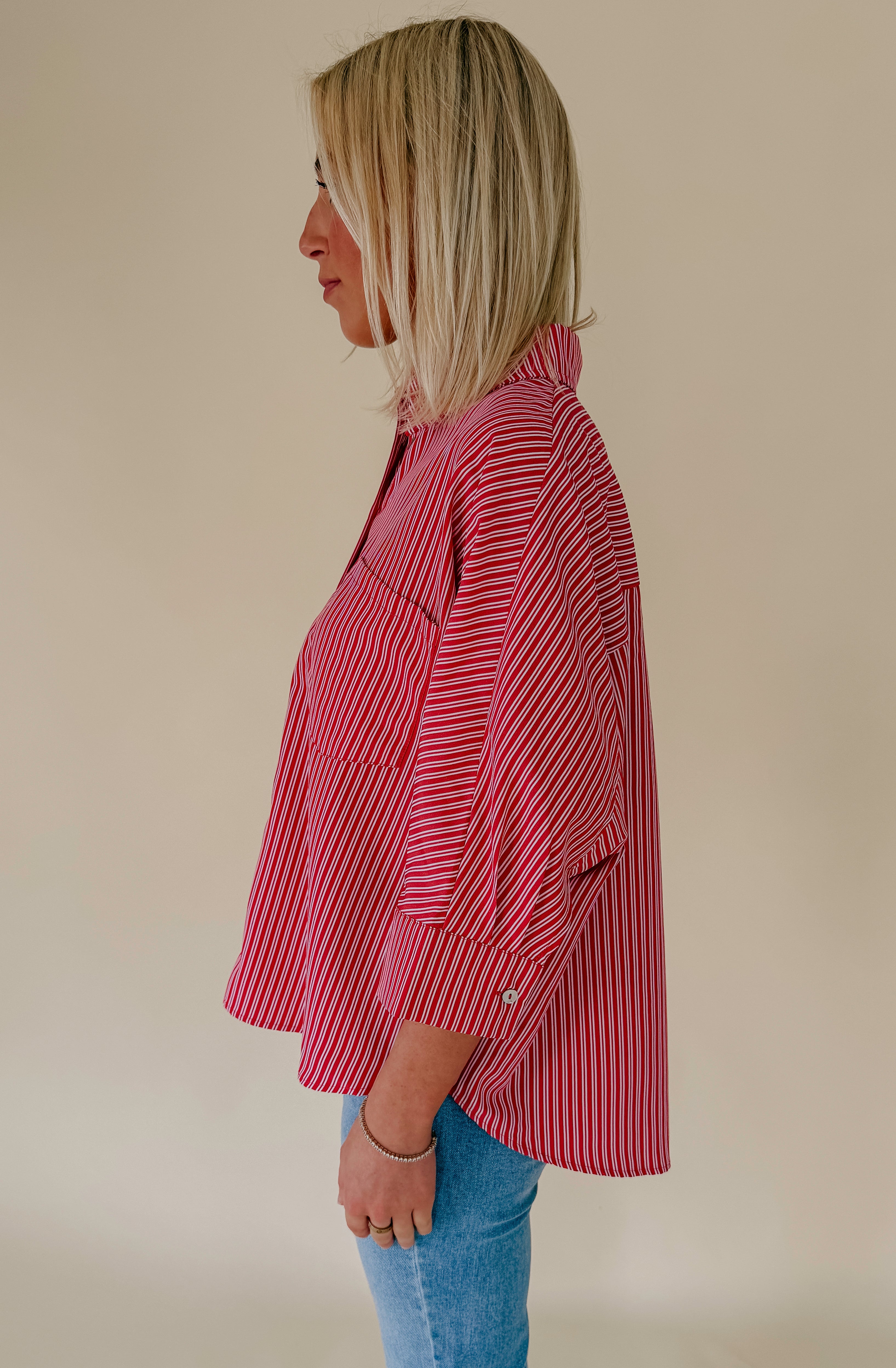 THE RAVEN STRIPED BUTTON UP