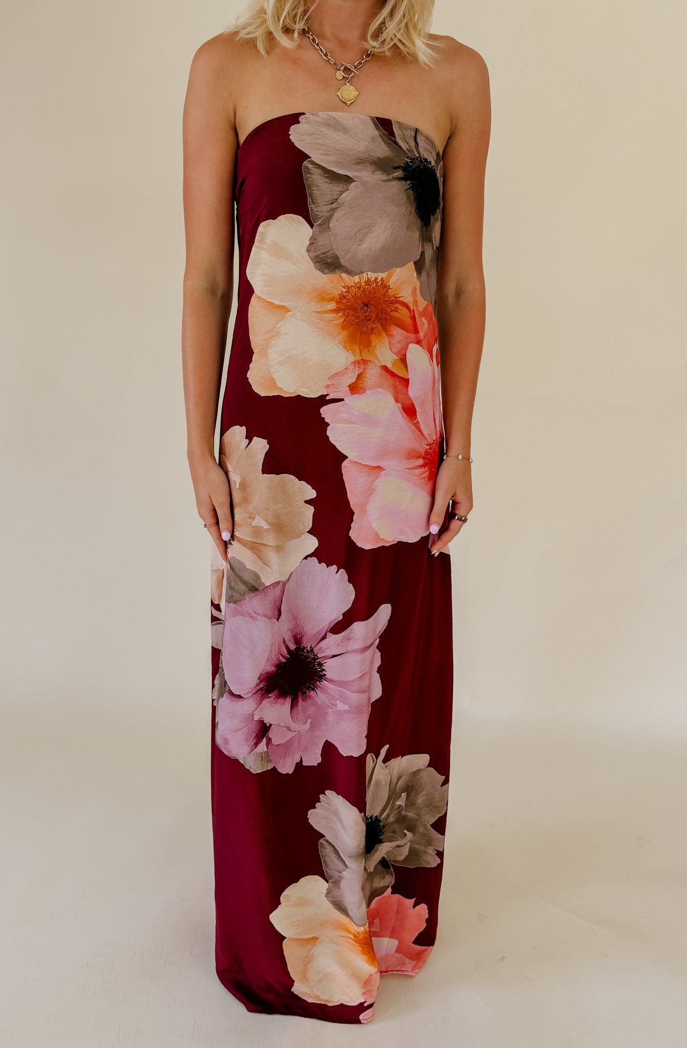 WINE &amp; DINE STRAPLESS DRESS