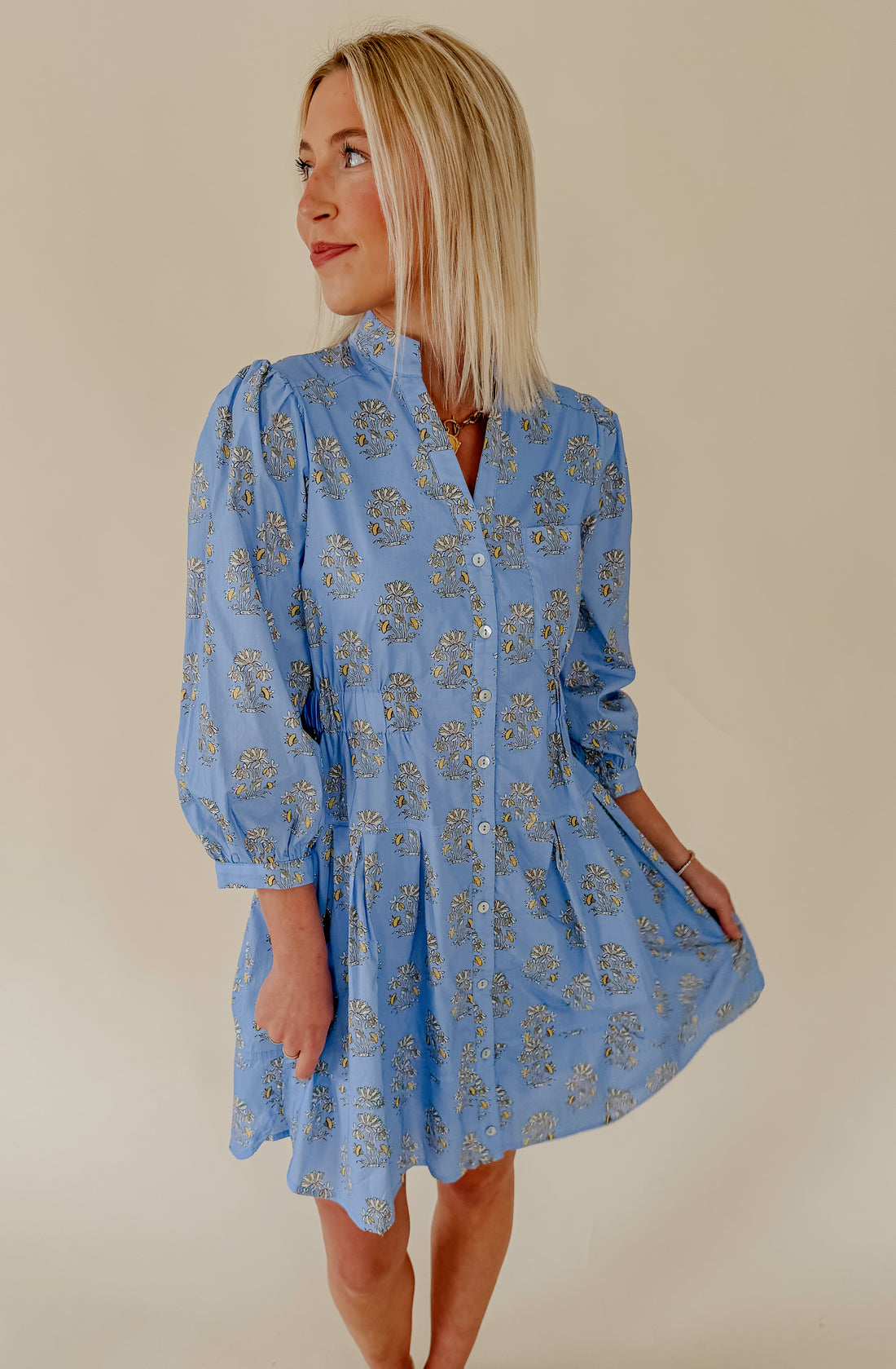 OUT TO LUNCH BUTTONED MINI DRESS