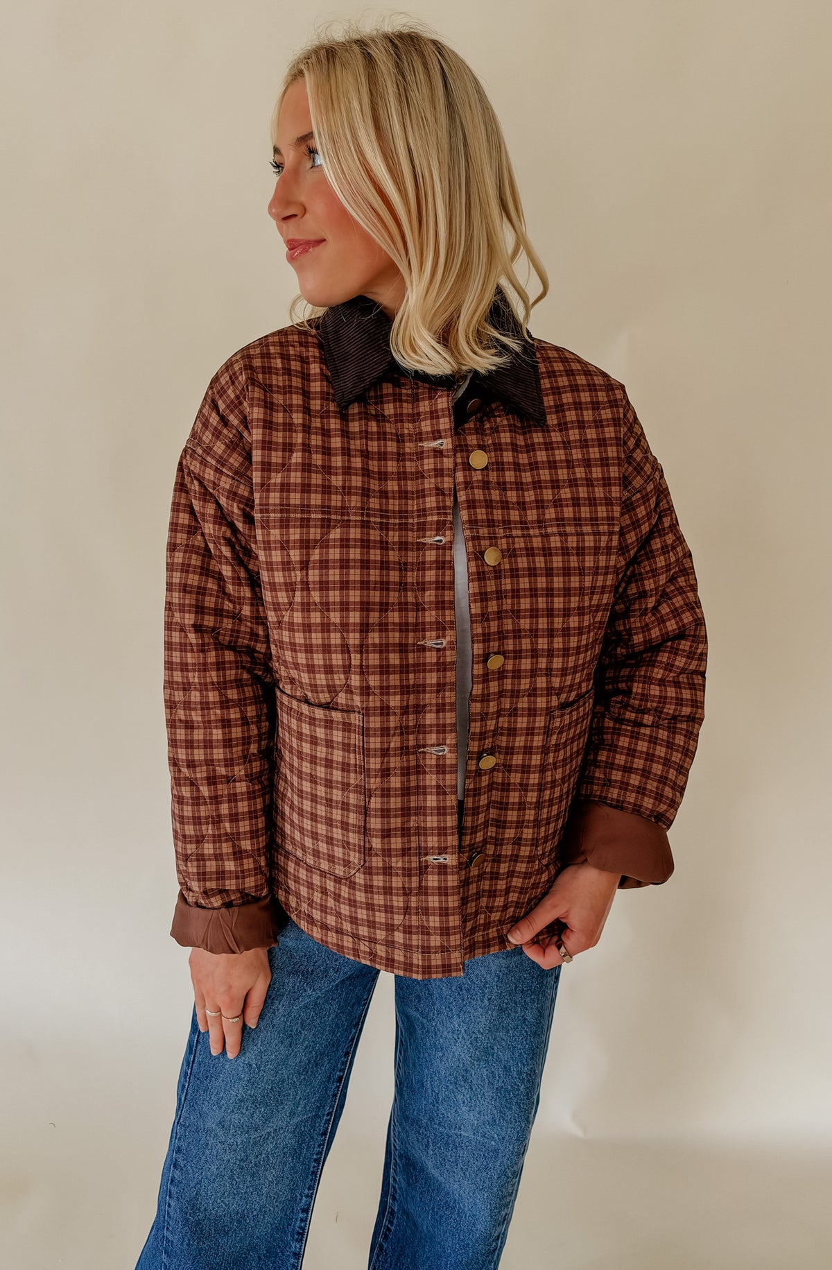 FALL PLAID QUILTED OVERSIZED JACKET