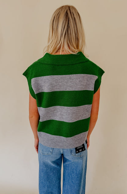 GREEN WITH ENVY STRIPED SWEATER TANK