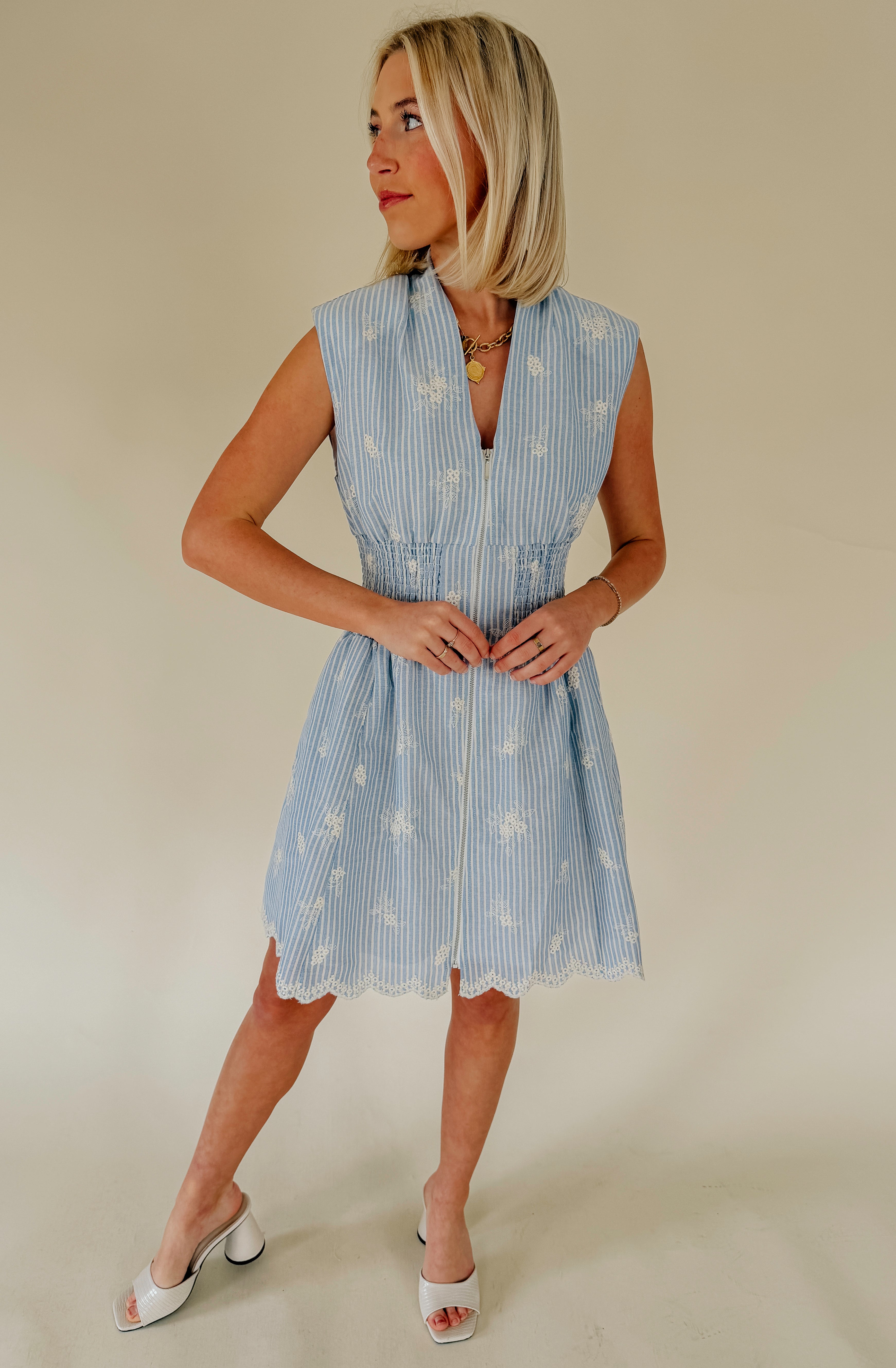 MIXED BATCH FRONT ZIP MINI DRESS