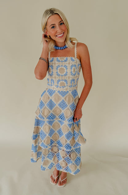 CROCHET DREAMS CONTRAST MIDI DRESS