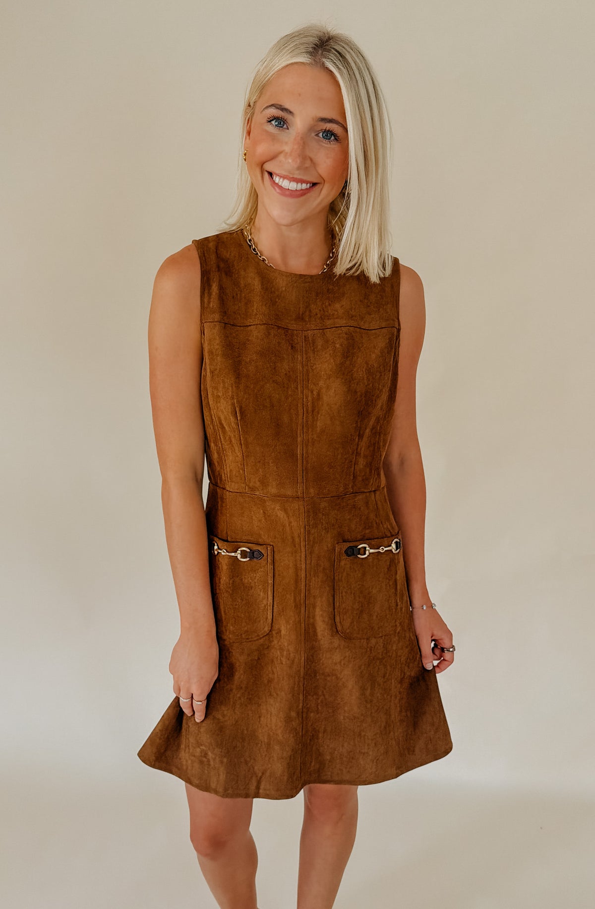 PER-SUEDED MINI DRESS