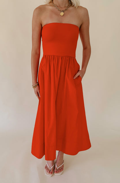 Z SUPPLY SUNSOUGHT STRAPLESS MIDI DRESS
