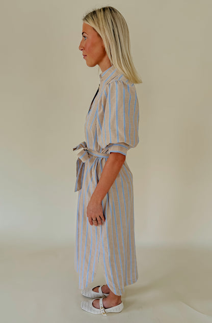 TAKING CARE OF BUSINESS TIE WAIST MIDI DRESS