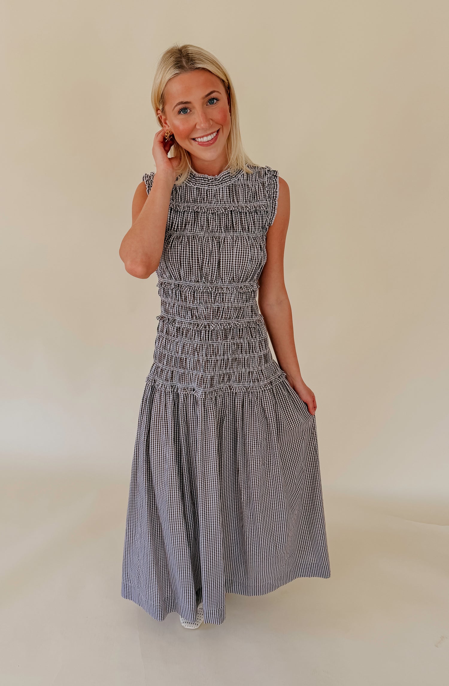 THE PENELOPE RUCHED MIDI DRESS