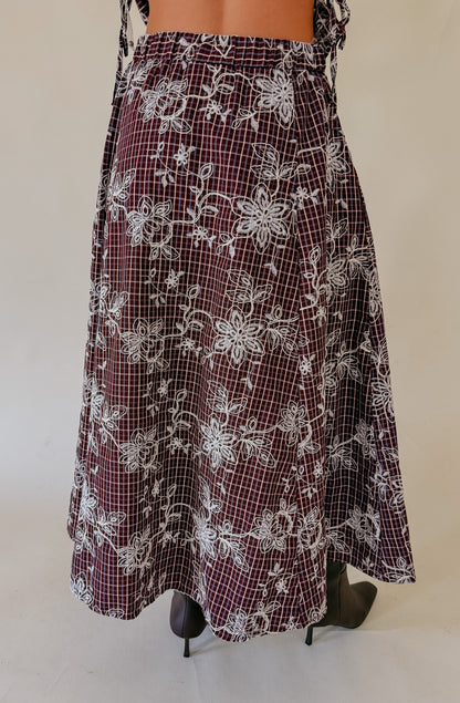 THROUGH THE GRAPEVINE EMBROIDERED MIDI SKIRT
