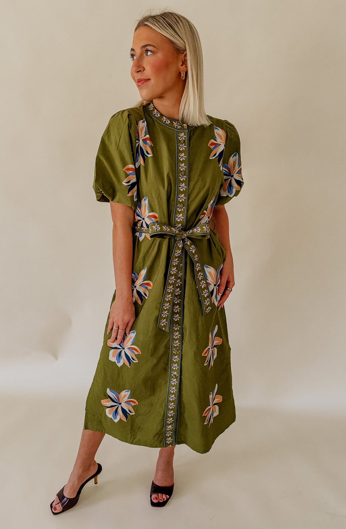 DRAGONFLY PRINTED MIDI DRESS