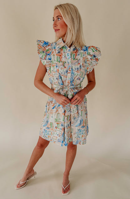 IN THE VILLA TIE WAIST MINI DRESS