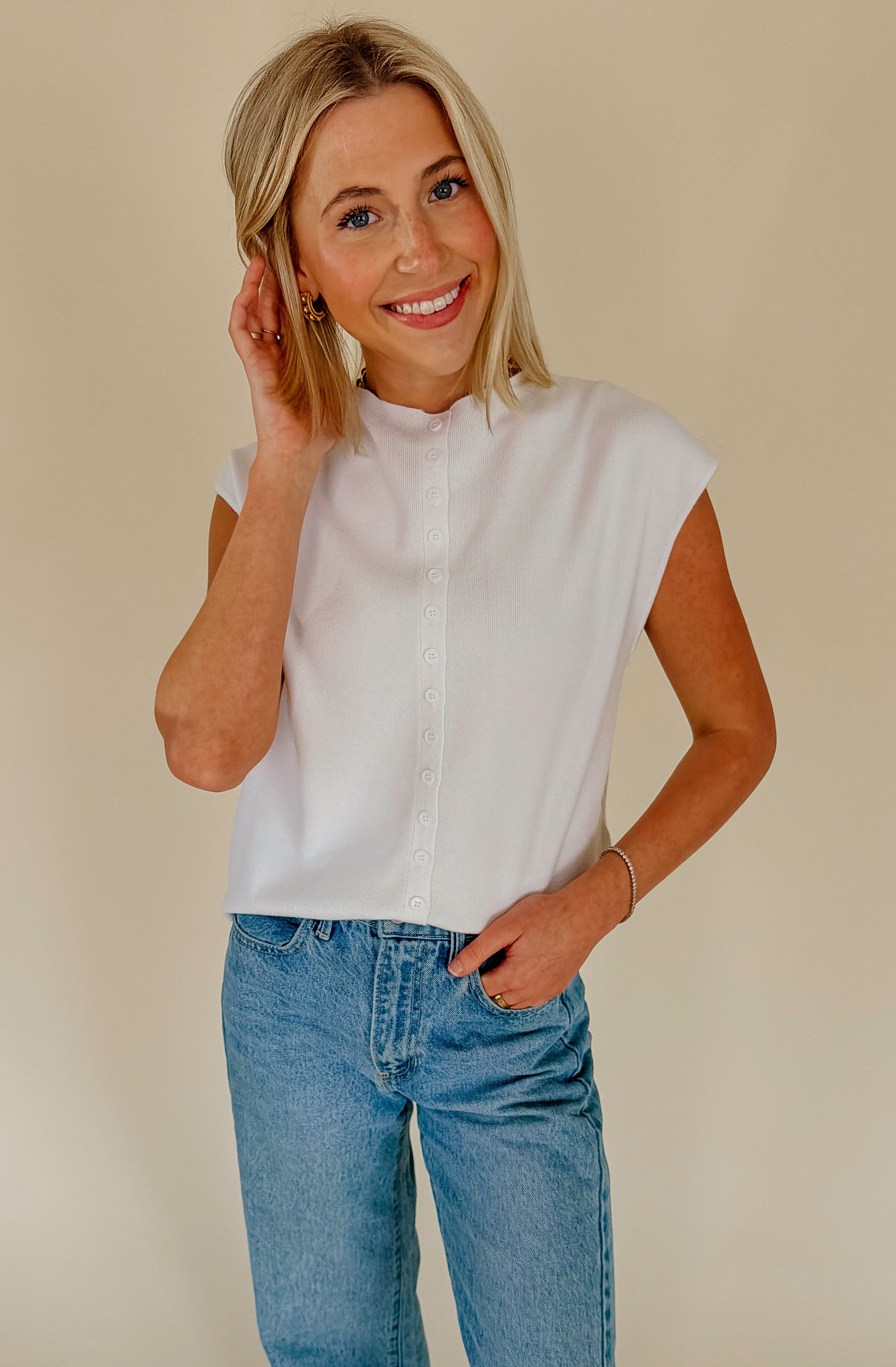 EVERYTHING IN BETWEEN BUTTONED KNIT TANK