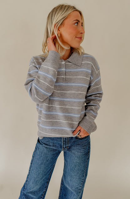 THE JAMIE STRIPED COLLARED SWEATER