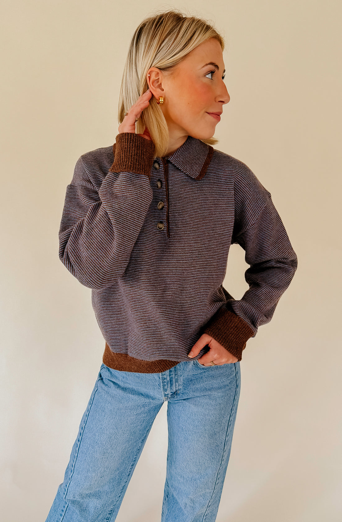 THE WHIT COLLARED HENLEY SWEATER