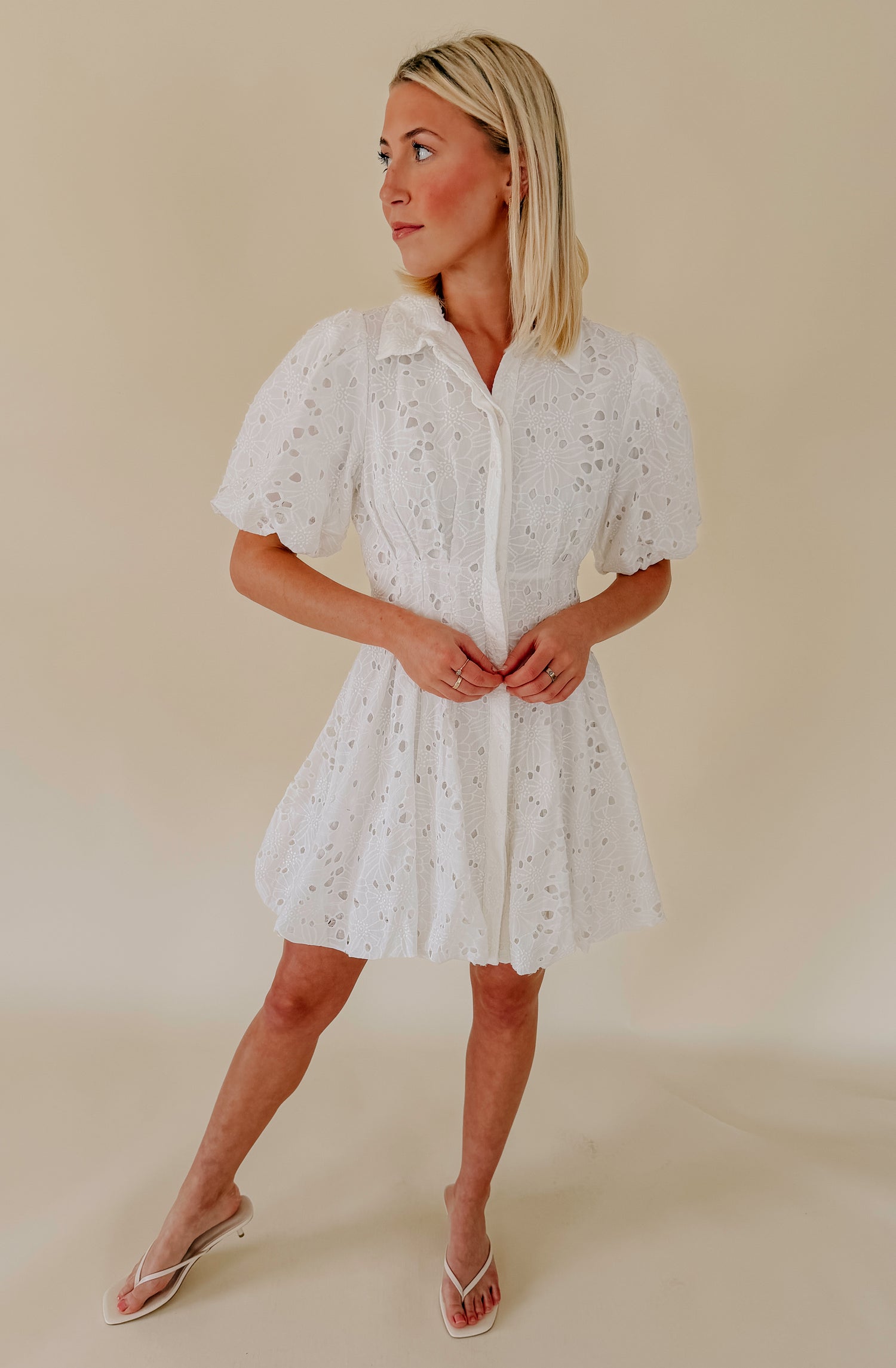 THE BLANCHE EYELET MINI DRESS