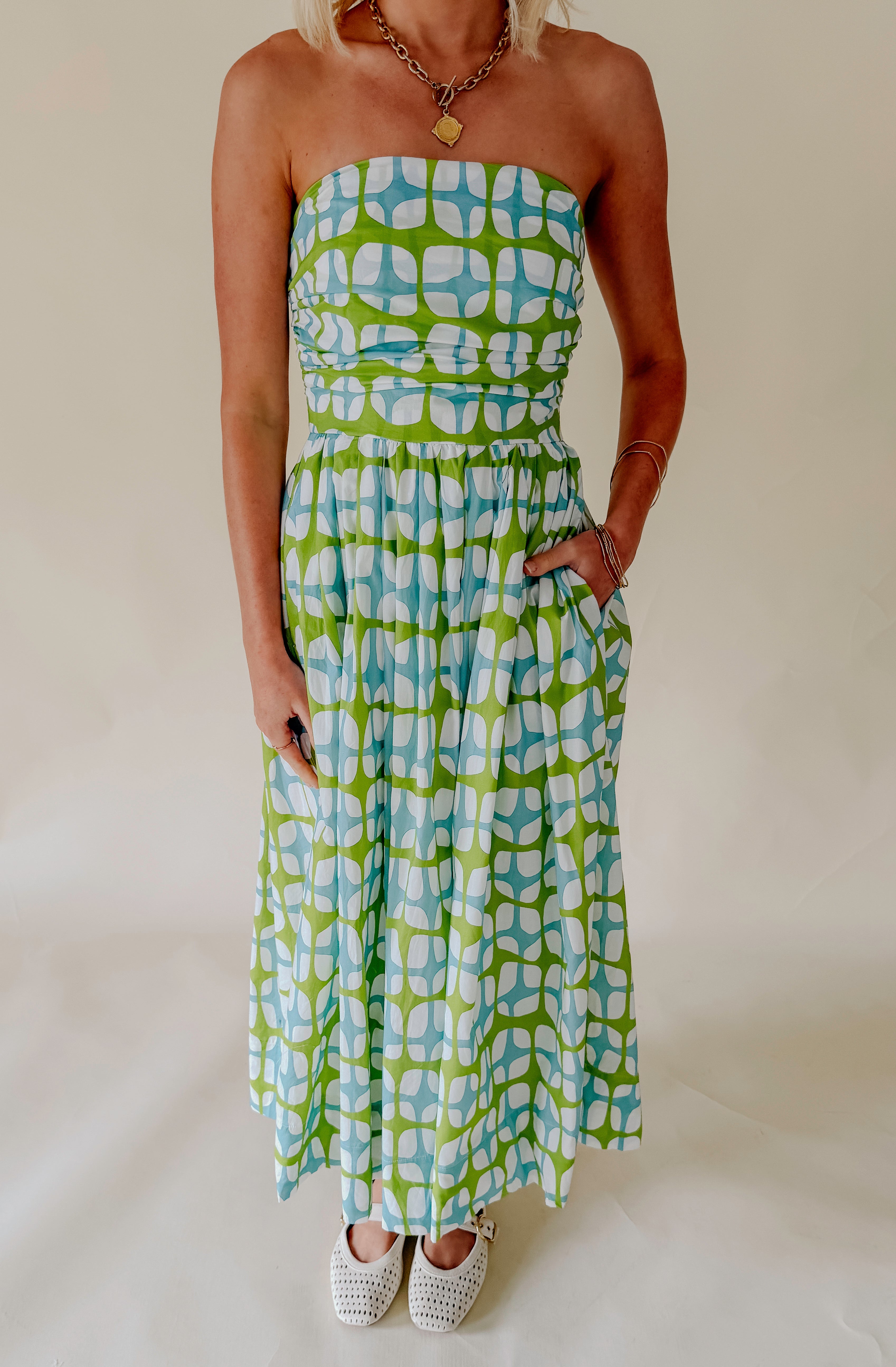 THE WILLA STRAPLESS MIDI DRESS