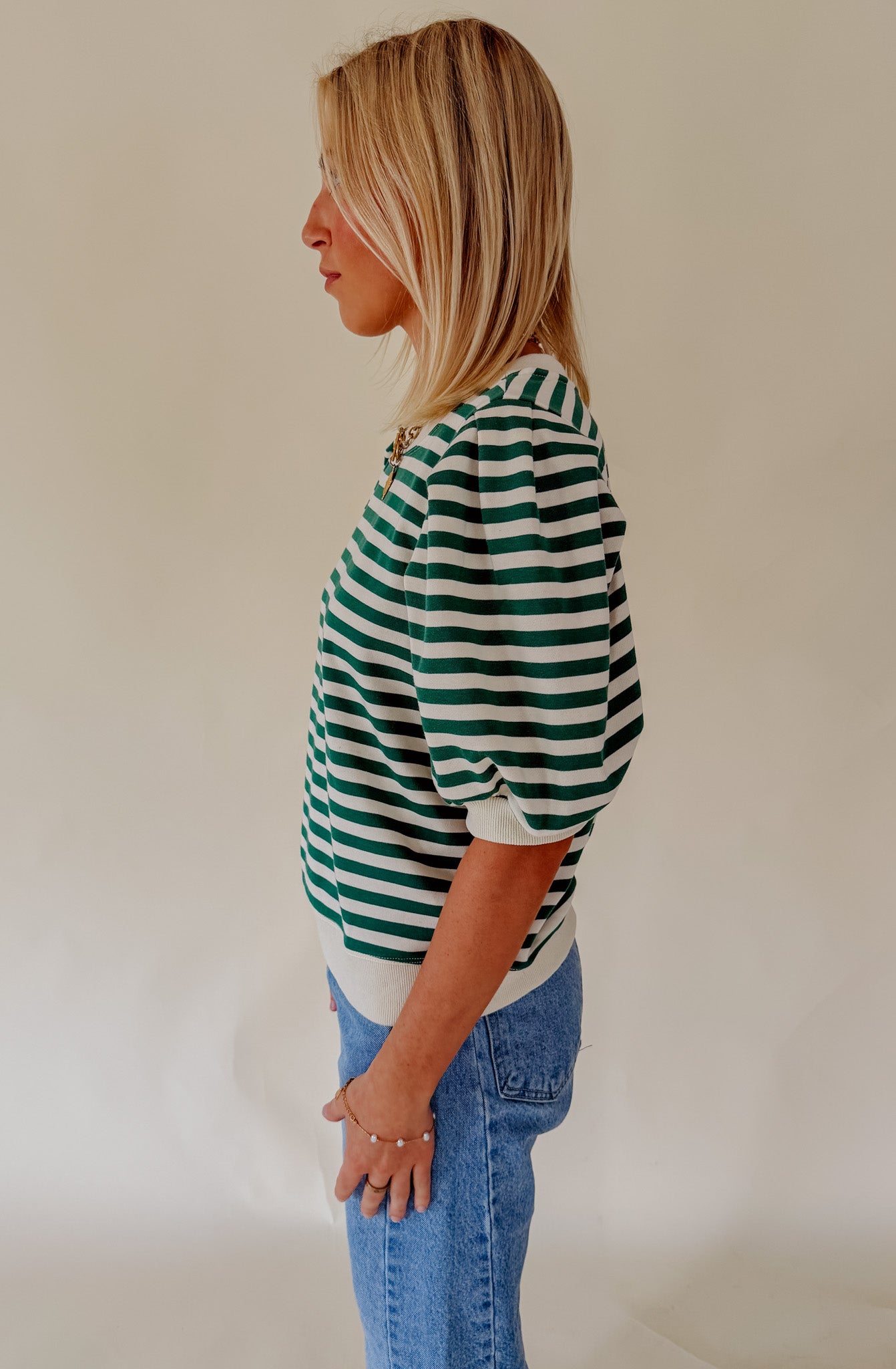 NO DOUBTS STRIPED PULLOVER TEE
