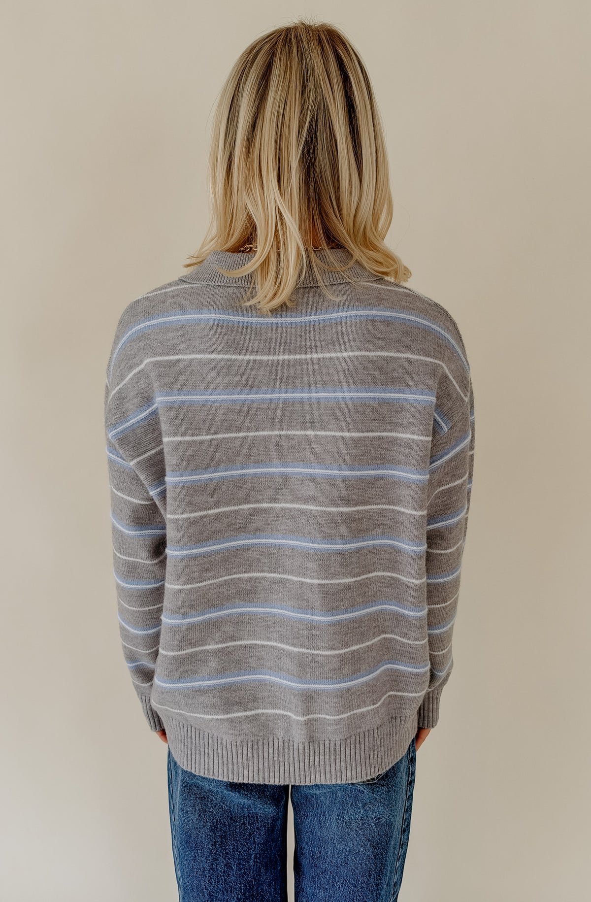 THE JAMIE STRIPED COLLARED SWEATER