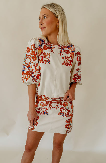 PETAL FORWARD EMBROIDERED SKIRT