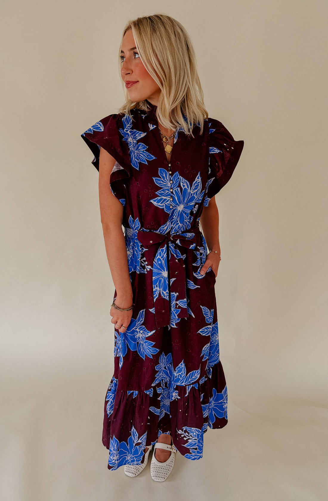 WINE &amp; BLOOM MIDI DRESS