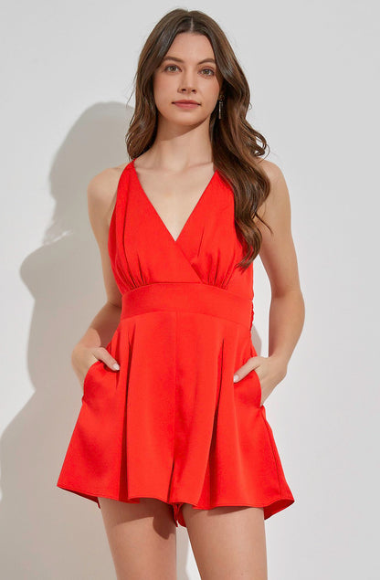 RED HOT TIE BACK ROMPER