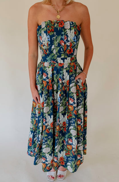 GARDEN PARTY STRAPLESS MIDI