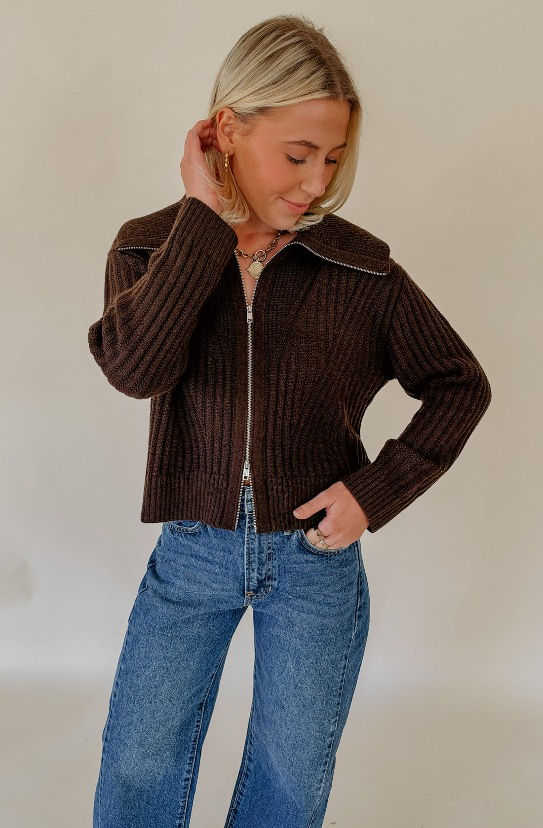 FRNCH KERKIS ZIP FRONT CARDIGAN