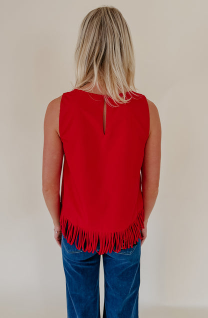 RUFFLE SOME FEATHERS FRINGE BLOUSE