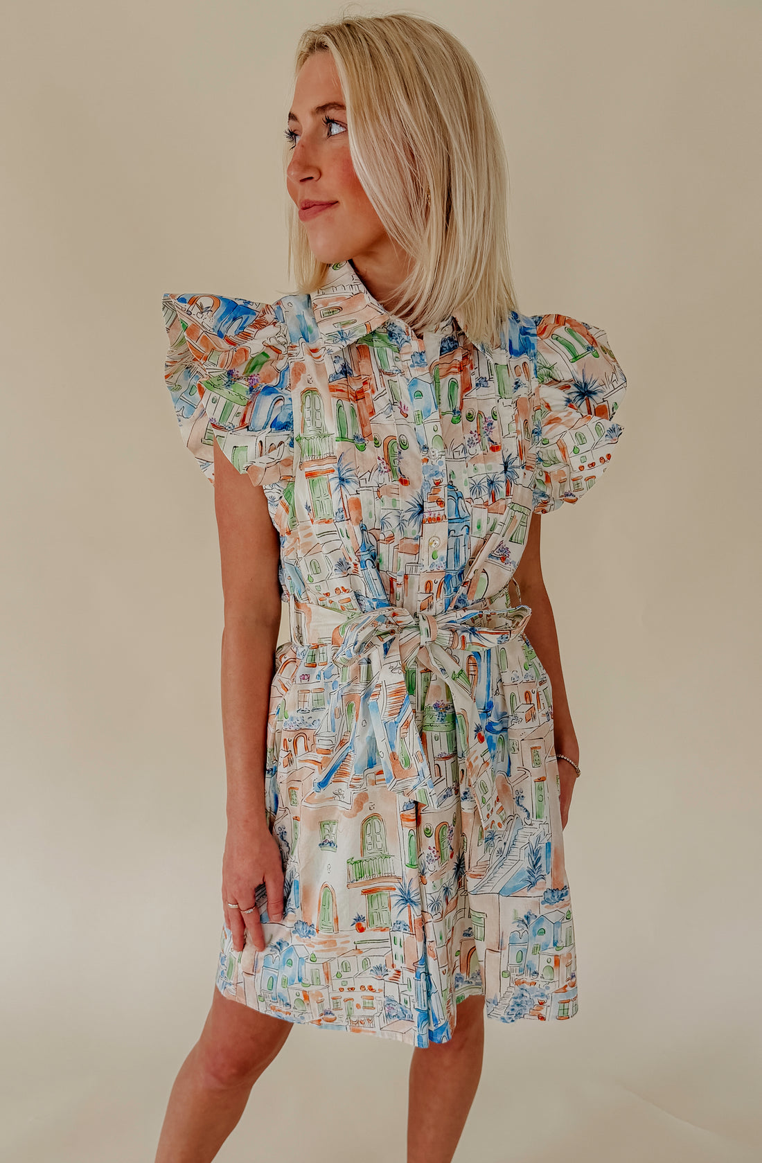 IN THE VILLA TIE WAIST MINI DRESS