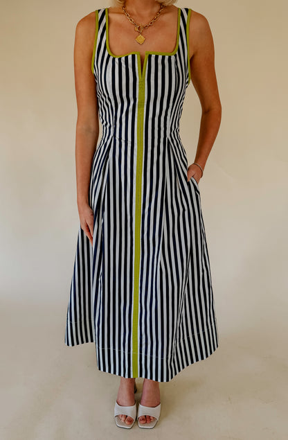 HEADING OUT STRIPED MIDI DRESS